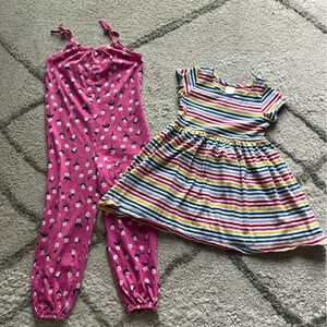 Hanna Andersson striped colorful dress and pink floral romper jumpsuit 5